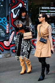 julia comil, gabriella berdugo, beige leather jacket, sleeveless jacket, nude top, monogrammed top, marine serre top, black leather bag, crossbody phone, jacquemus bag, black sunglasses, saint laurent sunglasses, belted jacket, black leather boots, high boots, multi earrings, pearl earrings, hoop earrings, hair scarf, marine serre scarf, black leather dress, black scarf, white scarf, belted dress, floral printed scarf, camel leather belt, monogrammed bag, brown leather bag, hand bag, clogs, clogs boots, beige leather boots, wooden heels boots, black hat, velvet hat, fashion week, frenchystyle, FW, jonathan paciullo, street style, PFW, PARIS, SPRING SUMMER 2021, SS 21, vertical, full length