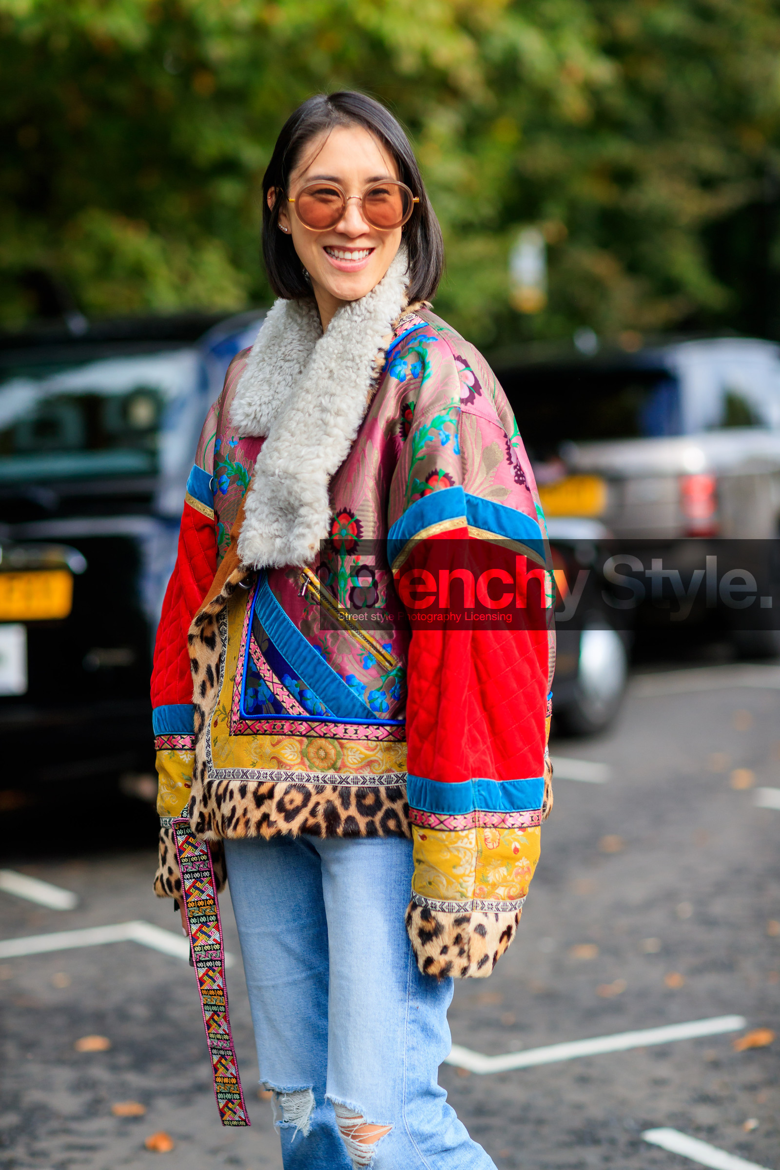 animal print, atmosphere details, blue denim, denim pants, detail, etro, eva chen, fashion week, frenchystyle, FW, graphic jacket, jeans, jonathan paciullo, leopard print, LFW, LONDON, multicolor jacket, printed jacket, SPRING SUMMER 2018, SS 18, street style, trousers, vertical