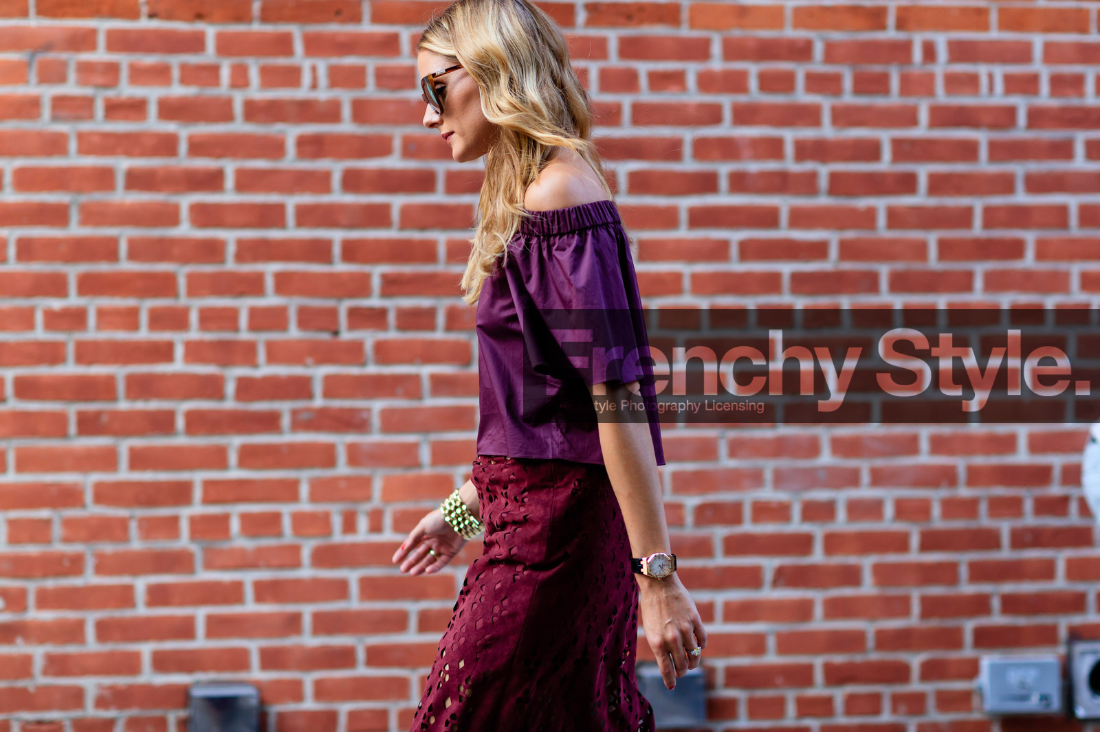 atmosphere details, bordeaux, burgundy, detail, fashion week, frenchystyle, FW, horizontal, jonathan paciullo, laser cut, long skirt, NEW YORK, NYFW, off the shoulder, olivia palermo, red skirt, red top, see through, SPRING SUMMER 2017, SS 17, street style, sunglasses, watch, woman