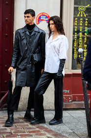 black leather pants, black leather gloves, black leather boots, black leather jacket, black pants, black pullover, turtleneck pullover, white shirt, short sleeves shirt, black leather sneakers, fashion week, frenchystyle, FW, jonathan paciullo, street style, PFW, PARIS, SPRING SUMMER 2021, SS 21, vertical, full length