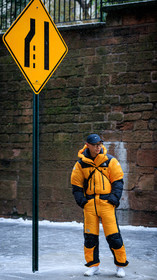 the north face, tyler joe, yellow snowsuit, street style, jonathan paciullo, frenchystyle, NYFW, NEW YORK, AUTUMN WINTER 2019-2020, AW 19-20, FALL WINTER 2019-2020, FW 19-20, fashion week, FW, vertical, full length
