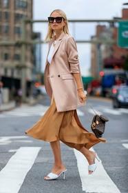 beige jacket, blazer, bottega veneta, bronze, brown bag, high heels, leather bag, leather shoes, leonie hanne, louis vuitton, monogram, necklace, sunglasses, white shoes, white t shirt, street style, jonathan paciullo, FW, frenchystyle, fashion week, NEW YORK, NYFW, SPRING SUMMER 2020, SS 20, vertical, full length