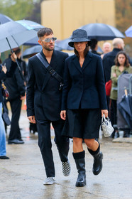 alice & j.s, alice barbier, JS roques, black total look, black jacket, black skirt, black pants, black leather boots, tulle hat, white leather bag, hand bag, lady dior bag, dior bag, dior boots, dior hat, dior jacket, dior pants, dior skirt, dior strap bag, white sunglasses, futurist shape sunglasses, studs details bag, mid long skirt, fashion week, frenchystyle, FW, jonathan paciullo, street style, SPRING SUMMER 2020, SS 20, PFW, PARIS, vertical, full length