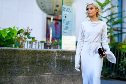atmosphere details, black bag, detail, fashion week, frenchystyle, FW, horizontal, jonathan paciullo, leather bag, PARIS, PFW, prada, sarah ellen, SPRING SUMMER 2017, SS 17, street style, white dress