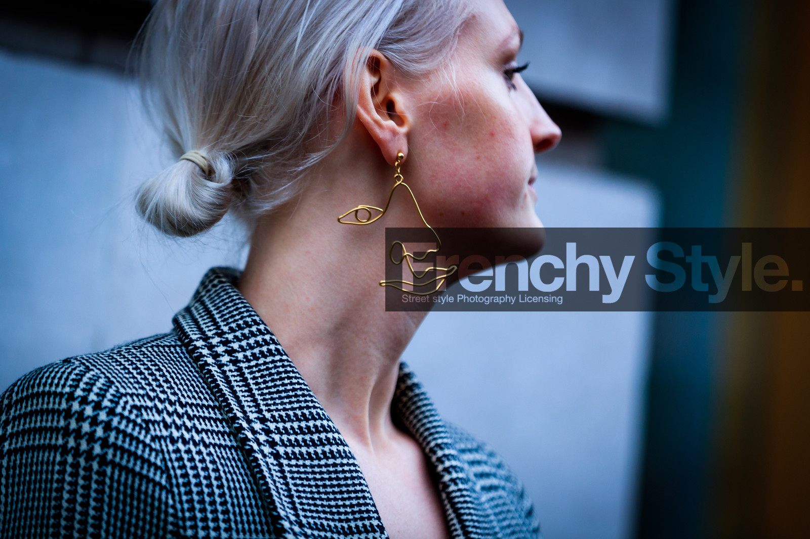 atmosphere details, AUTUMN WINTER 2017-2018, AW 17-18, blazer, detail, drawings, earrings, FALL WINTER 2017-2018, fashion week, frenchystyle, FW, FW 17-18, horizontal, houndstooth pattern, jonathan paciullo, LFW, LONDON, street style