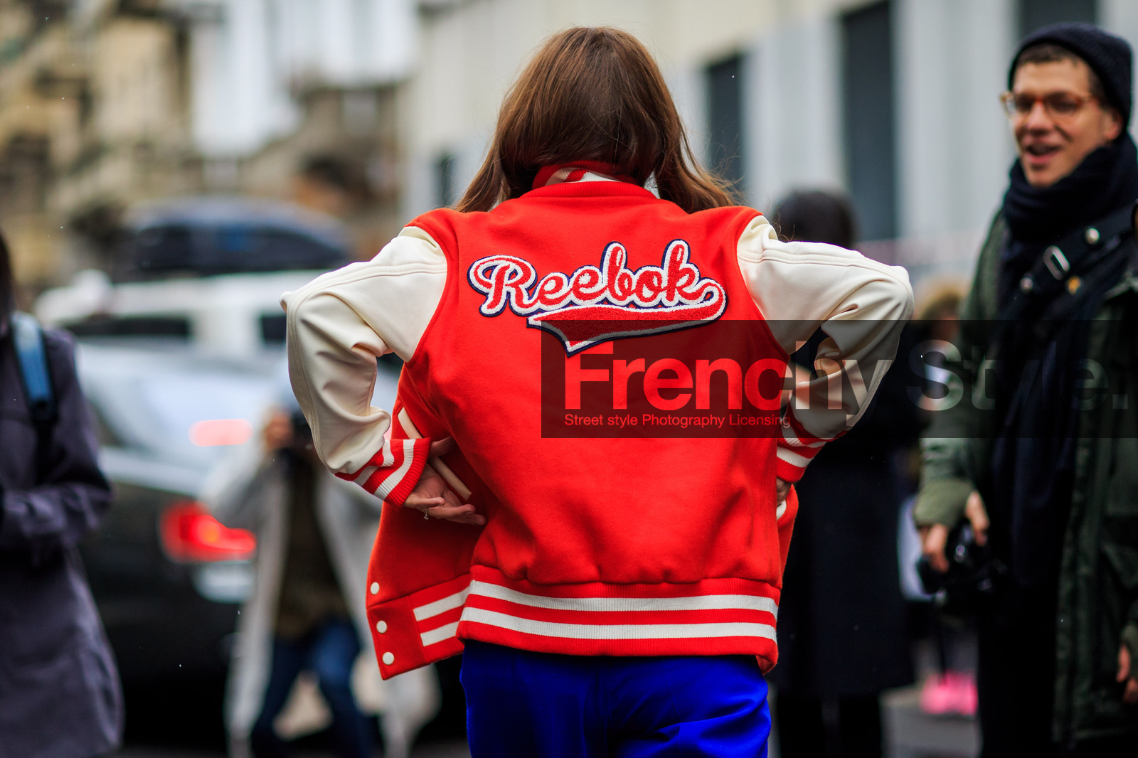 atmosphere details, AUTUMN WINTER 2016-2017, AW 16-17, back detail, blue pants, detail, eleonora carisi, embroidered jacket, FALL WINTER 2016-2017, fashion week, frenchystyle, FW, FW 16-17, horizontal, jonathan paciullo, LFW, LONDON, MENSWEAR, red jacket, street style, teddy jacket, trousers