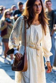 bicolor bag, bohemian, brown bag, Chiara Totire, crochet, crochet belt, dress, embroidery, leather bag, white belt, white dress, fashion week, frenchystyle, FW, jonathan paciullo, street style, MFW, MILAN, SPRING SUMMER 2022, SS 22, vertical, atmosphere details, detail