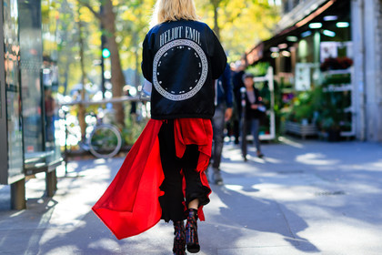 atmosphere details, back detail, black boots, black jacket, black pants, detail, fashion week, frenchystyle, FW, horizontal, jonathan paciullo, leather shoes, louis vuitton, monogram, PARIS, PFW, printed boots, printed jacket, red dress, SPRING SUMMER 2017, SS 17, street style, trousers