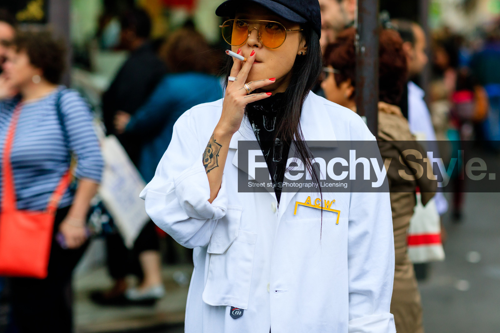 atmosphere details, black cap, christina paik, detail, fashion week, frenchystyle, FW, horizontal, jonathan paciullo, PARIS, PFW, rings, SPRING SUMMER 2017, SS 17, street style, sunglasses, tattoos, white shirt