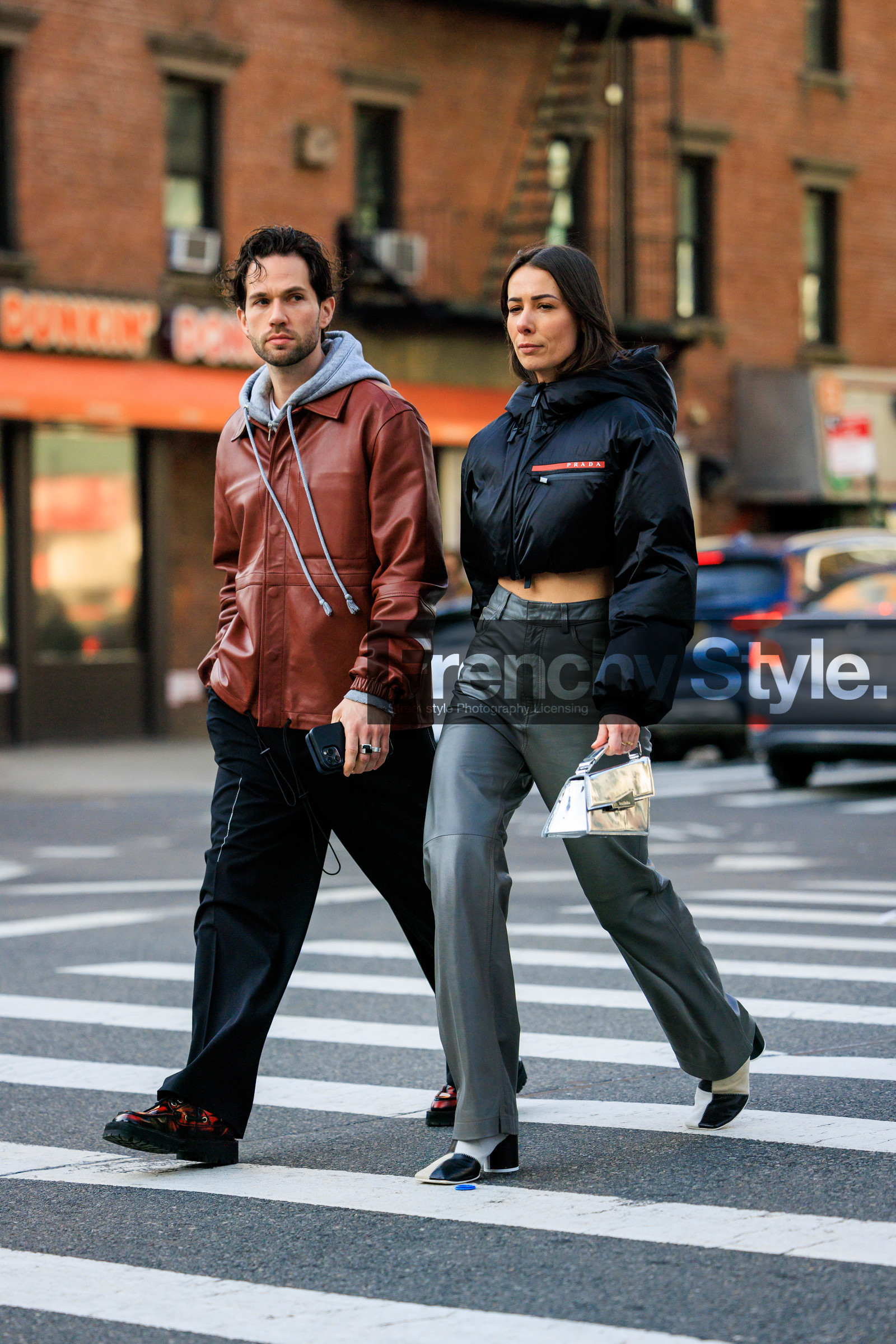 prada linea rosa black bomber jacket, grey leather wideleg pants, black and white boots, corail leather jacket, grey hoodie, flared black pants, red washed out derbies, transparent handbag, transparent acnestudios handbag, alice barbier, JS roques, fashion week, frenchystyle, FW, jonathan paciullo, street style, NYFW, NEW YORK, AUTUMN WINTER 2022-2023, FALL WINTER 2022_2023, FW 22-23, vertical, full length