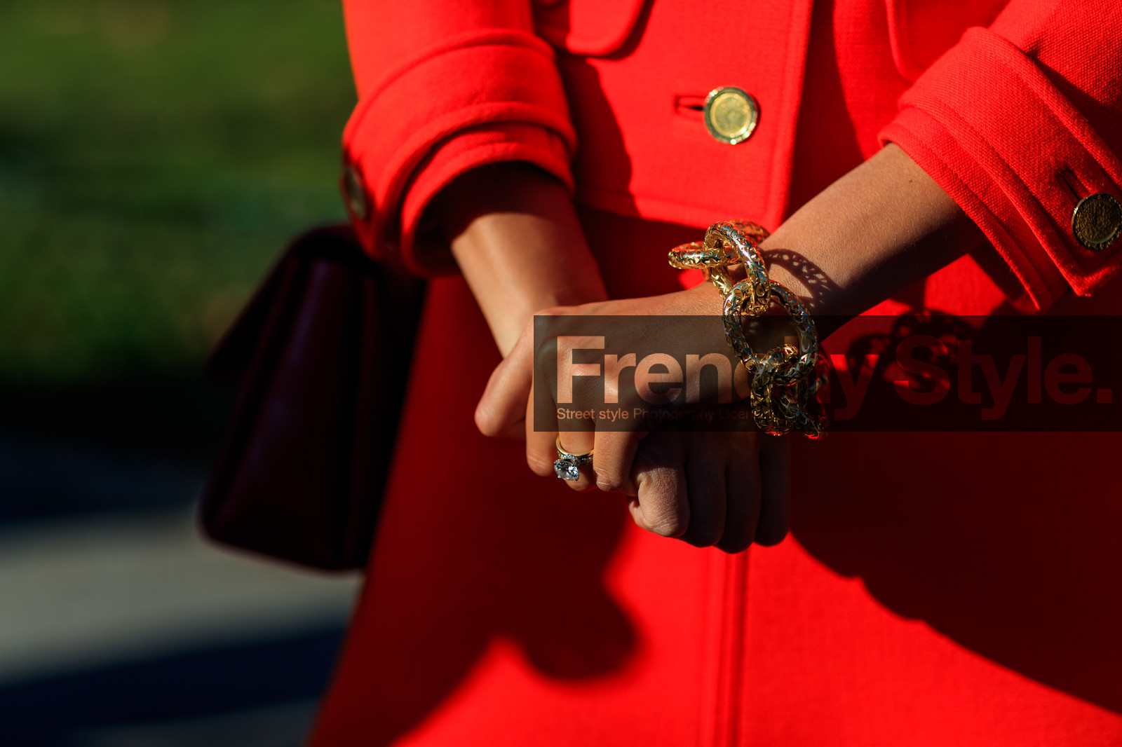 atmosphere details, bracelet, detail, fashion week, frenchystyle, FW, giovanna battaglia, golden details, horizontal, jonathan paciullo, PARIS, PFW, red jacket, red skirt, SPRING SUMMER 2017, SS 17, street style