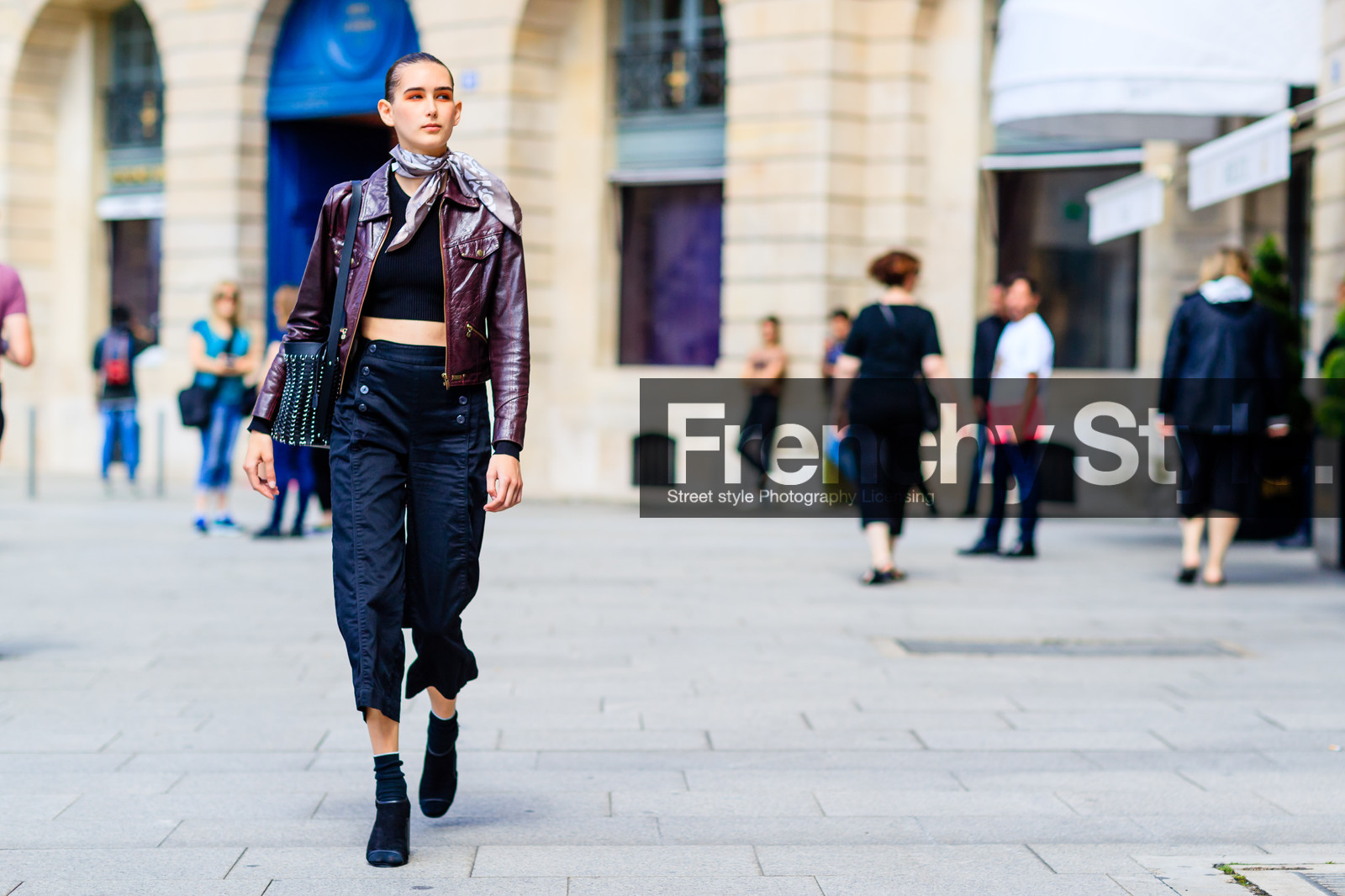 alexia bellini, atmosphere details, AUTUMN WINTER 2016-2017, AW 16-17, beige scarf, black bag, black pants, black shoes, black socks, bordeaux, burgundy, embroidered bag, eyeshadow, FALL WINTER 2016-2017, fashion week, frenchystyle, full length, FW, FW 16-17, HAUTE COUTURE, high heels, horizontal, jonathan paciullo, leather bag, leather jacket, MENSWEAR, model, PARIS, PFW, printed scarf, pulled back hair, red jacket, skincare, street style, suede shoes, trousers, wet hair