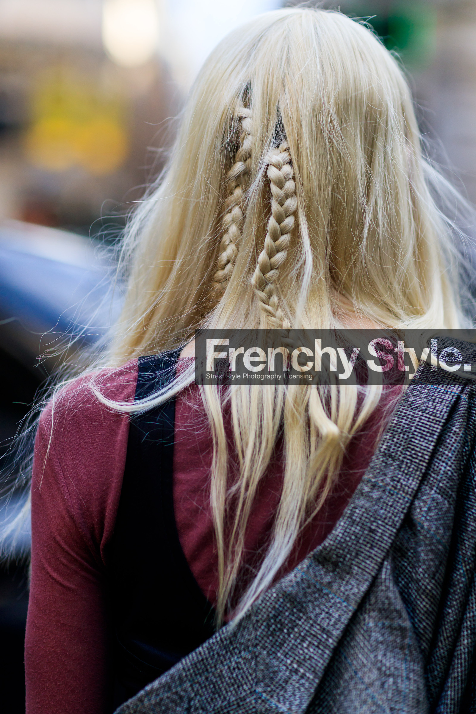 atmosphere details, black top, blazer, braids, brown jacket, detail, fashion week, frenchystyle, FW, jonathan paciullo, LFW, LONDON, one shoulder, red top, SPRING SUMMER 2018, SS 18, street style, vertical