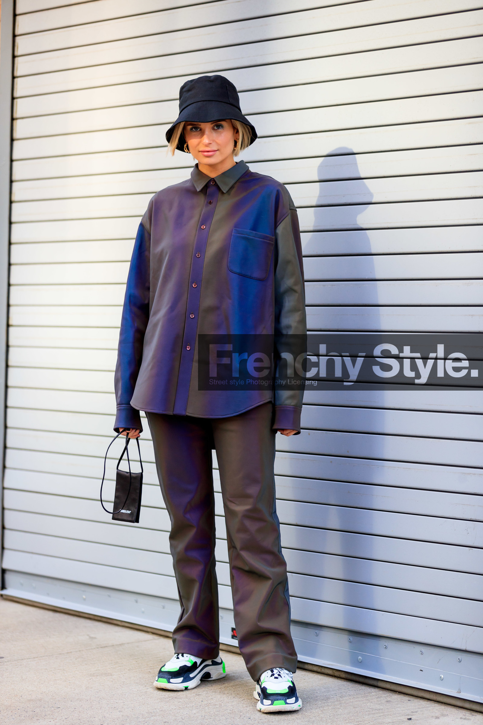 ambush, balenciaga, black bag, black hat, brown pants, brown shirt, leather bag, leather shoes, mini bag, trousers, white sneakers, xenia adonts, street style, jonathan paciullo, frenchystyle, NYFW, NEW YORK, AUTUMN WINTER 2019-2020, AW 19-20, FALL WINTER 2019-2020, FW 19-20, fashion week, FW, vertical, full length