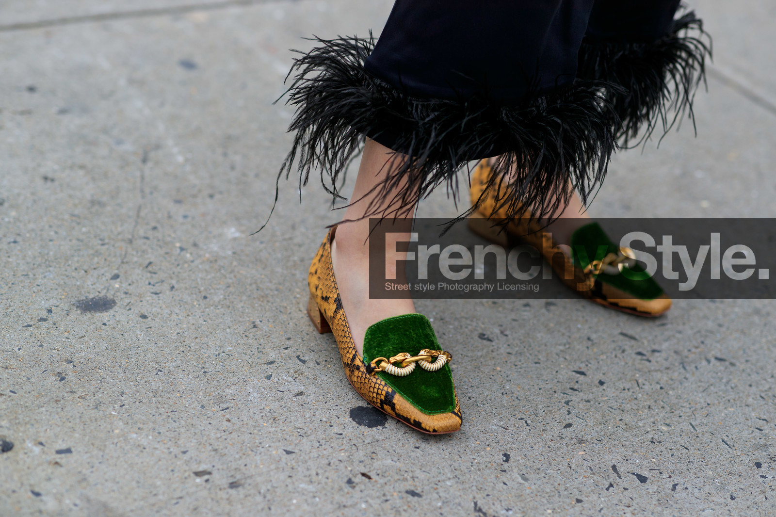 animal print, feathers, golden details, graphic shoes, leather shoes, printed shoes, snake print, velvet, street style, jonathan paciullo, FW, frenchystyle, fashion week, NEW YORK, NYFW, SPRING SUMMER 2020, SS 20, horizontal, atmosphere details, detail