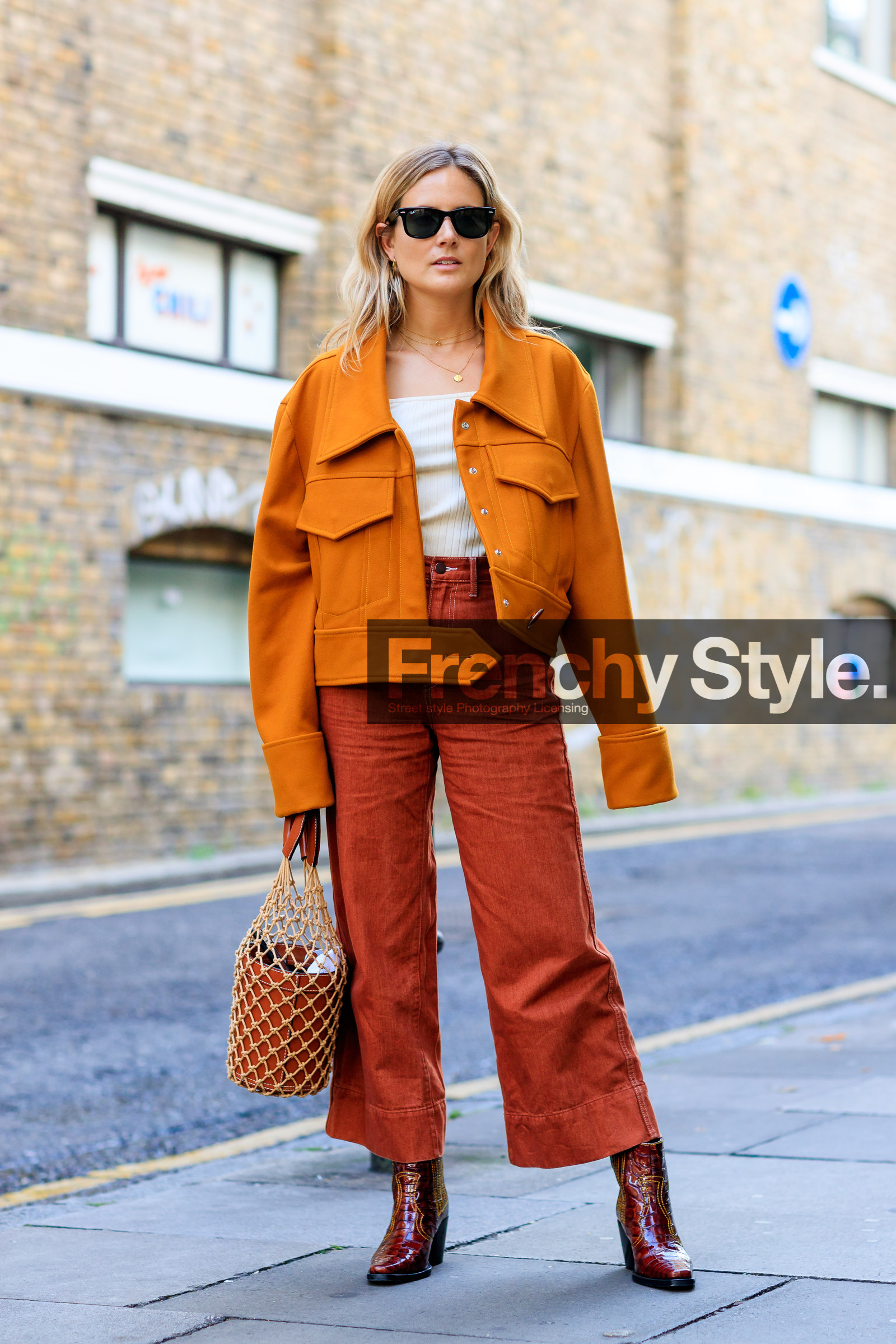 brown bag, brown boots, brown pants, camel jacket, fashion week, frenchystyle, full length, FW, high heels, jonathan paciullo, leather bag, leather shoes, LFW, LONDON, net shopper, SPRING SUMMER 2018, SS 18, street style, trousers, vertical