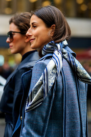 checked, christian dior, graphic jacket, grey jacket, julia haghjoo, plaid, printed jacket, printed scarf, LONDON, LFW, fashion week, frenchystyle, FW, jonathan paciullo, street style, AUTUMN WINTER 2019-2020, AW 19-20, FW 19-20, FALL WINTER 2019-2020, vertical, atmosphere details, detail