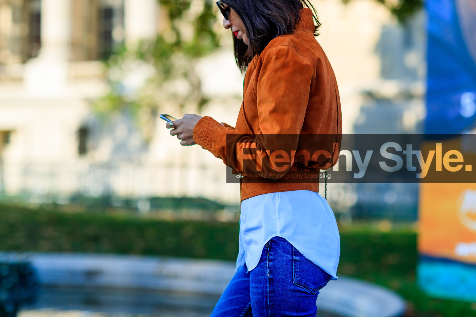 atmosphere details, blue denim, camel jacket, denim pants, detail, fashion week, frenchystyle, FW, horizontal, jeans, jonathan paciullo, PARIS, PFW, SPRING SUMMER 2017, SS 17, street style, suede jacket, sunglasses, trousers, white shirt