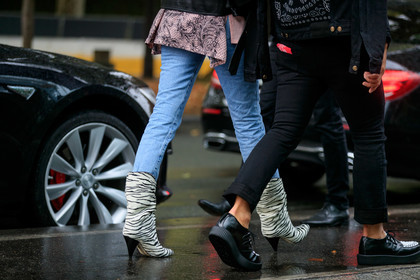 close up detail, shoes detail, animal printed boots, white boots, low boots, fur boots, high heels boots, denim, light blue jeans, fashion week, frenchystyle, FW, jonathan paciullo, street style, SPRING SUMMER 2020, SS 20, PFW, PARIS, horizontal, atmosphere details, detail