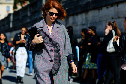atmosphere details, black and white, black bag, checked coat, detail, fashion week, frenchystyle, FW, gingham, graphic coat, horizontal, jonathan paciullo, lace, leather bag, PARIS, PFW, plaid, printed coat, SPRING SUMMER 2017, SS 17, street style, sunglasses