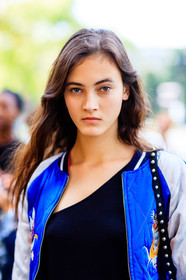 blue jacket, bomber jacket, detail, fashion week, frenchystyle, FW, jonathan paciullo, long hair, model, natural, PARIS, PFW, portrait, SPRING SUMMER 2017, SS 17, street style, vertical