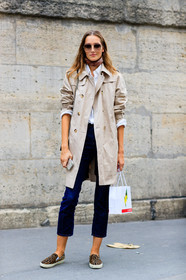 animal print, blue denim, brown scarf, brown sneakers, denim pants, fashion week, frenchystyle, full length, FW, jeans, jonathan paciullo, leather bag, leather shoes, leopard print, model, PARIS, PFW, SPRING SUMMER 2017, SS 17, street style, sunglasses, trench coat, trousers, vertical, white shirt