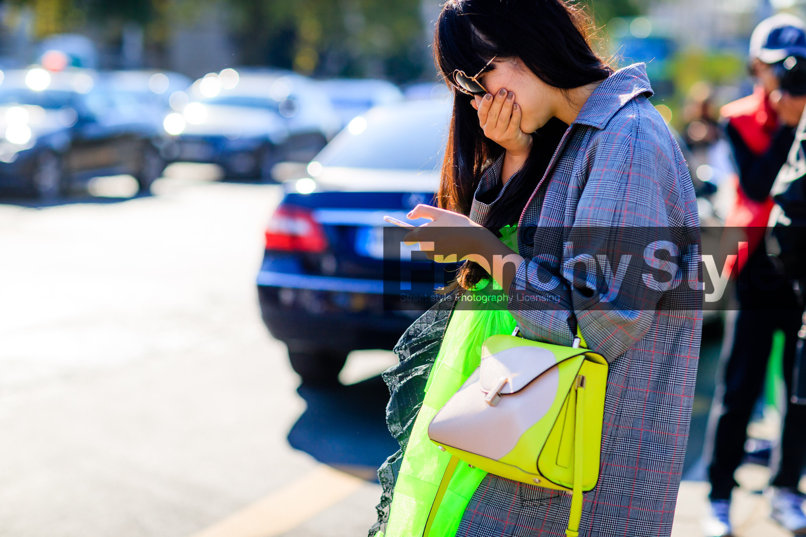 atmosphere details, checked jacket, detail, fashion week, fluo, frenchystyle, FW, geometric, graphic jacket, grey jacket, horizontal, jonathan paciullo, leather bag, PARIS, PFW, printed jacket, SPRING SUMMER 2017, SS 17, street style, striped jacket, stripes, susie lau, yellow bag