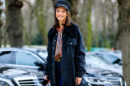 black belt, black cap, black denim, blue denim, denim coat, denim jacket, denim pants, graphic shirt, gucci, jeans, leather belt, printed shirt, striped shirt, trousers, street style, jonathan paciullo, FW, frenchystyle, fashion week, PFW, PARIS, AUTUMN WINTER 2018-2019, FALL WINTER 2018-2019, FW 18-19, horizontal, atmosphere details, model, mckenna hellam