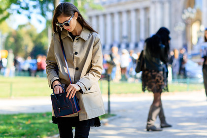 atmosphere details, beige jacket, black bag, céline, detail, fashion week, frenchystyle, FW, horizontal, jonathan paciullo, leather bag, long hair, marine deleeuw, model, PARIS, PFW, SPRING SUMMER 2017, SS 17, street style, sunglasses