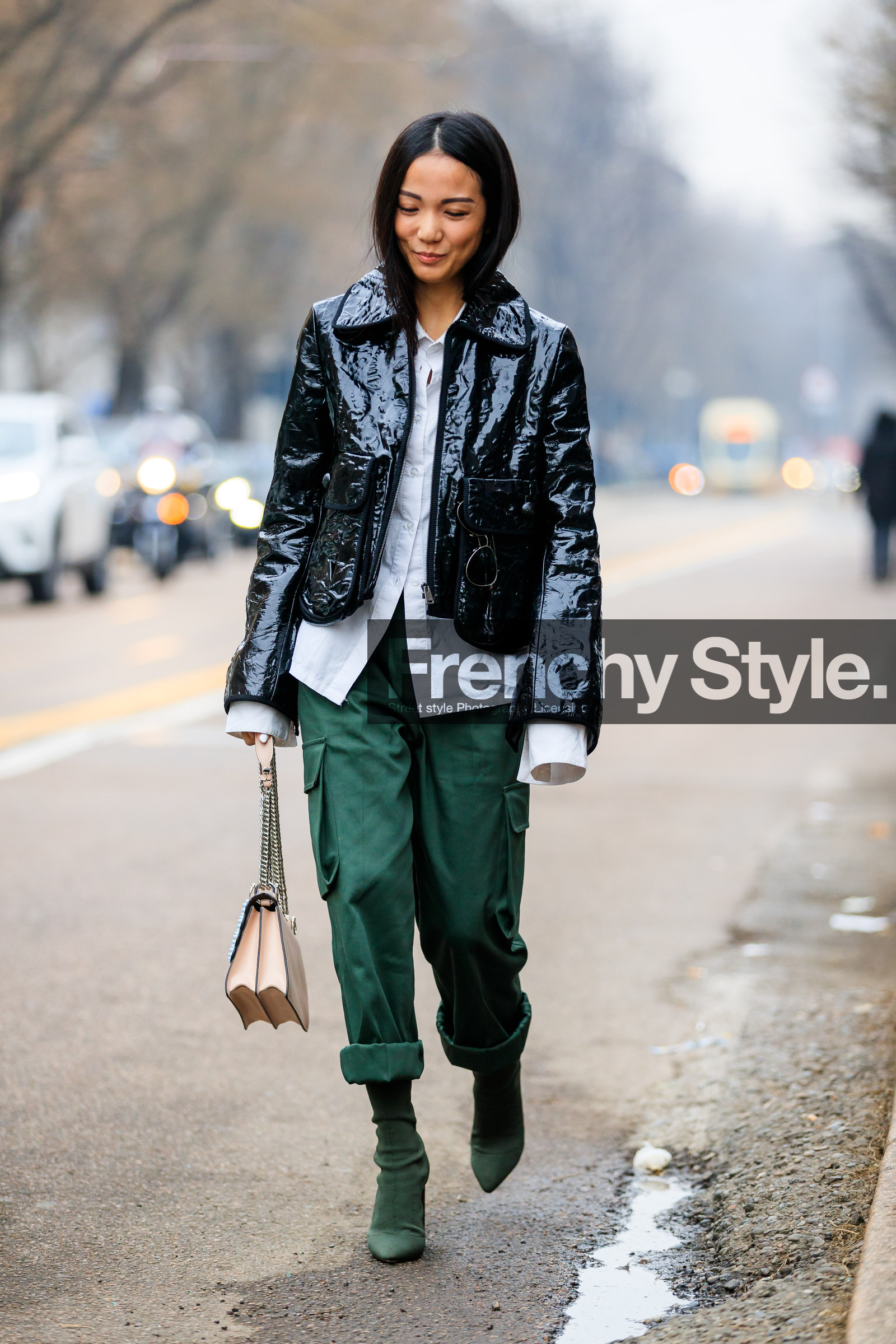 AUTUMN WINTER 2017-2018, AW 17-18, black and white bag, black bag, blue denim, cartoon, denim jacket, denim pants, embroidered jacket, FALL WINTER 2017-2018, fashion week, frenchystyle, full length, FW, FW 17-18, grey boots, high boots, high heels, hoodie, jeans, jonathan paciullo, leather bag, leather shoes, levi's, levi's strauss, MFW, MILAN, miu miu, multicolor sweater, printed sweater, street style, trousers, vertical, yoyo cao