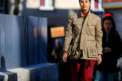 beige jacket, beige pants, caroline issa, red pants, trousers, fashion week, frenchystyle, FW, jonathan paciullo, street style, PFW, PARIS, AUTUMN WINTER 2019-2020, AW 19-20, FALL WINTER 2019-2020, FW 19-20, horizontal, atmosphere details, detail