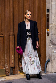 bag, black blazer, black boots, blazer, boots, bottega veneta bag, dress, floral, floral print, flower, givenchy boots, leather boots, Leonie Hanne, pink bag, printed dress, transparent dress, white dress, fashion week, frenchystyle, FW, jonathan paciullo, street style, PFW, PARIS, SPRING SUMMER 2022, SS 22, vertical, full length
