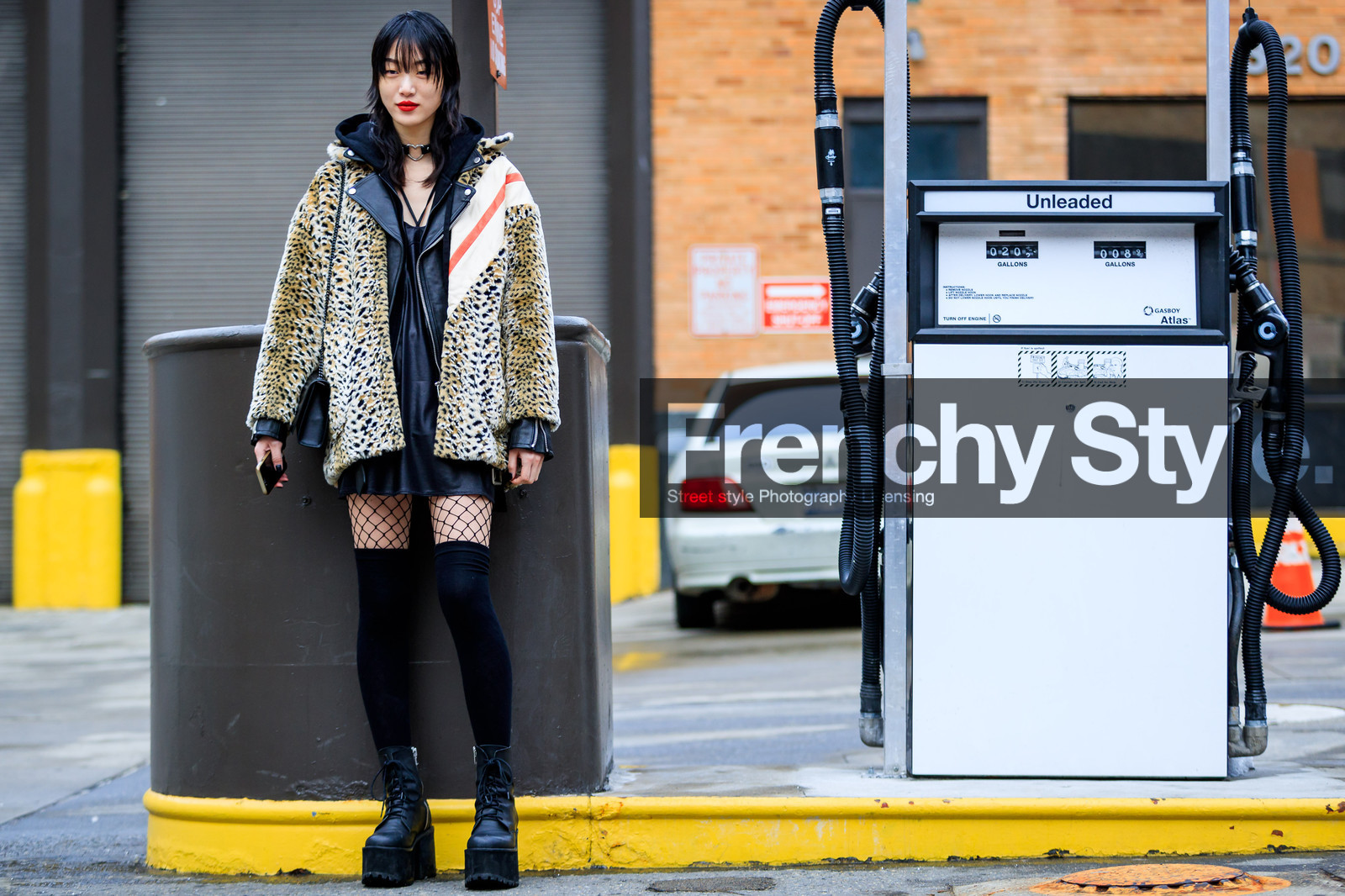 animal print, atmosphere details, AUTUMN WINTER 2017-2018, AW 17-18, beige jacket, black bag, black boots, black dress, black jacket, black perfecto, black socks, black sweater, choker, FALL WINTER 2017-2018, fashion week, fishnet, frenchystyle, full length, fur jacket, FW, FW 17-18, high heels, high socks, hoodie, horizontal, jonathan paciullo, leather bag, leather boots, leather dress, leather jacket, leather perfecto, leopard, leopard print, model, necklace, NEW YORK, NYFW, printed jacket, red lips, saint laurent paris, sora choi, street style, tights
