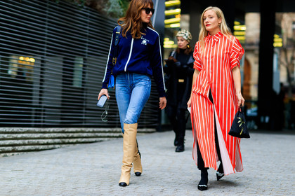 atmosphere details, AUTUMN WINTER 2017-2018, AW 17-18, beige boots, black bag, black shoes, blue bag, blue denim, blue jacket, chanel, denim pants, ece sukan, FALL WINTER 2017-2018, fashion week, frenchystyle, full length, FW, FW 17-18, geometric, graphic dress, high boots, high heels, horizontal, jeans, jonathan paciullo, kate foley, leather bag, leather shoes, PARIS, PFW, prada, printed dress, red dress, shirt dress, street style, streetwear, striped dress, sunglasses, trousers