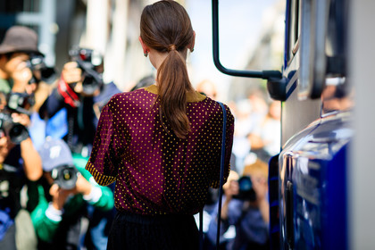 atmosphere details, back detail, bordeaux, burgundy, detail, fashion week, frenchystyle, FW, horizontal, jonathan paciullo, PARIS, PFW, polka dot, printed shirt, red shirt, SPRING SUMMER 2017, SS 17, street style