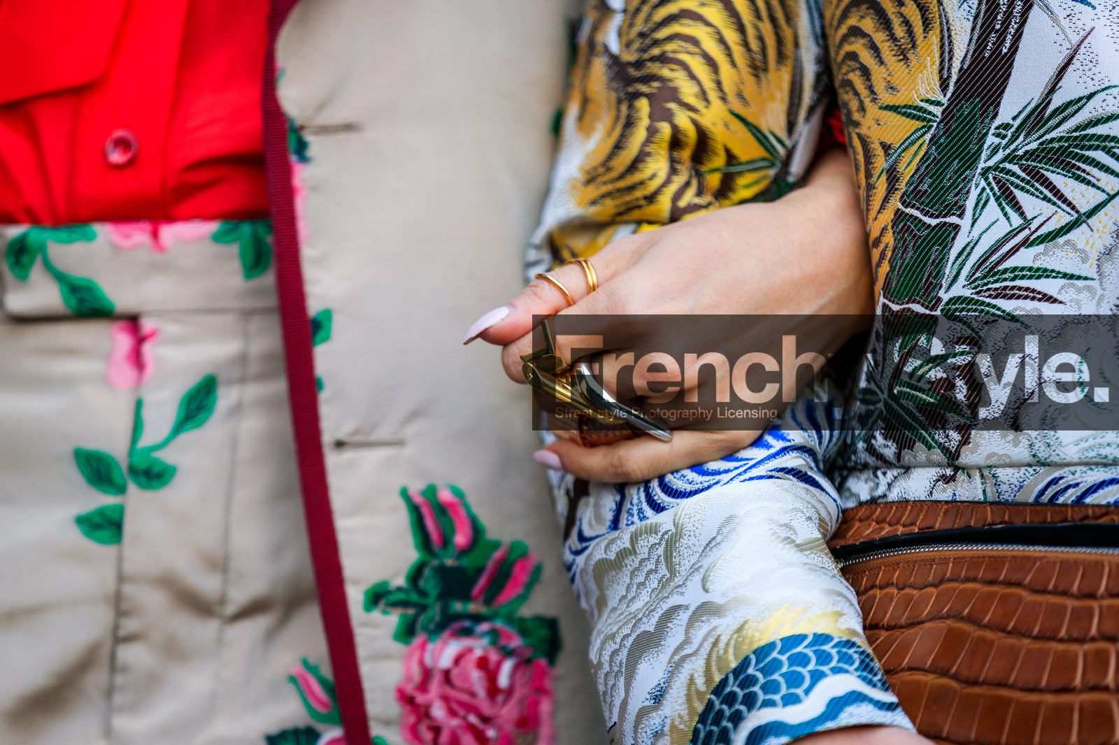 animal print, atmosphere details, AUTUMN WINTER 2017-2018, AW 17-18, beige jacket, beige pants, brian boy, brown bag, bryan boy, detail, FALL WINTER 2017-2018, fashion week, floral, flower, frenchystyle, FW, FW 17-18, gucci, horizontal, jonathan paciullo, leather bag, MFW, MILAN, printed jacket, printed pants, printed shirt, red shirt, rings, street style, tina leung, trousers