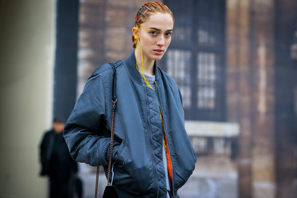 bomber jacket, braids, grey jacket, grey sweater, fashion week, frenchystyle, FW, jonathan paciullo, street style, PFW, PARIS, SPRING SUMMER 2017, SS 17, HAUTE COUTURE, atmosphere details, detail, horizontal, portrait, teddy quinlivan, model