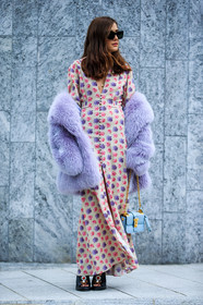 AUTUMN WINTER 2016-2017, AW 16-17, black, blue, blue bag, eleonora carisi, FALL WINTER 2016-2017, fashion week, floral, flower, frenchystyle, full length, fur jacket, FW, FW 16-17, high boots, high heels, jonathan paciullo, leather bag, leather shoes, LFW, LONDON, long dress, MENSWEAR, off the shoulder, pink, pink dress, printed dress, purple, purple fur, street style, sunglasses, turquoise, valentino, vertical