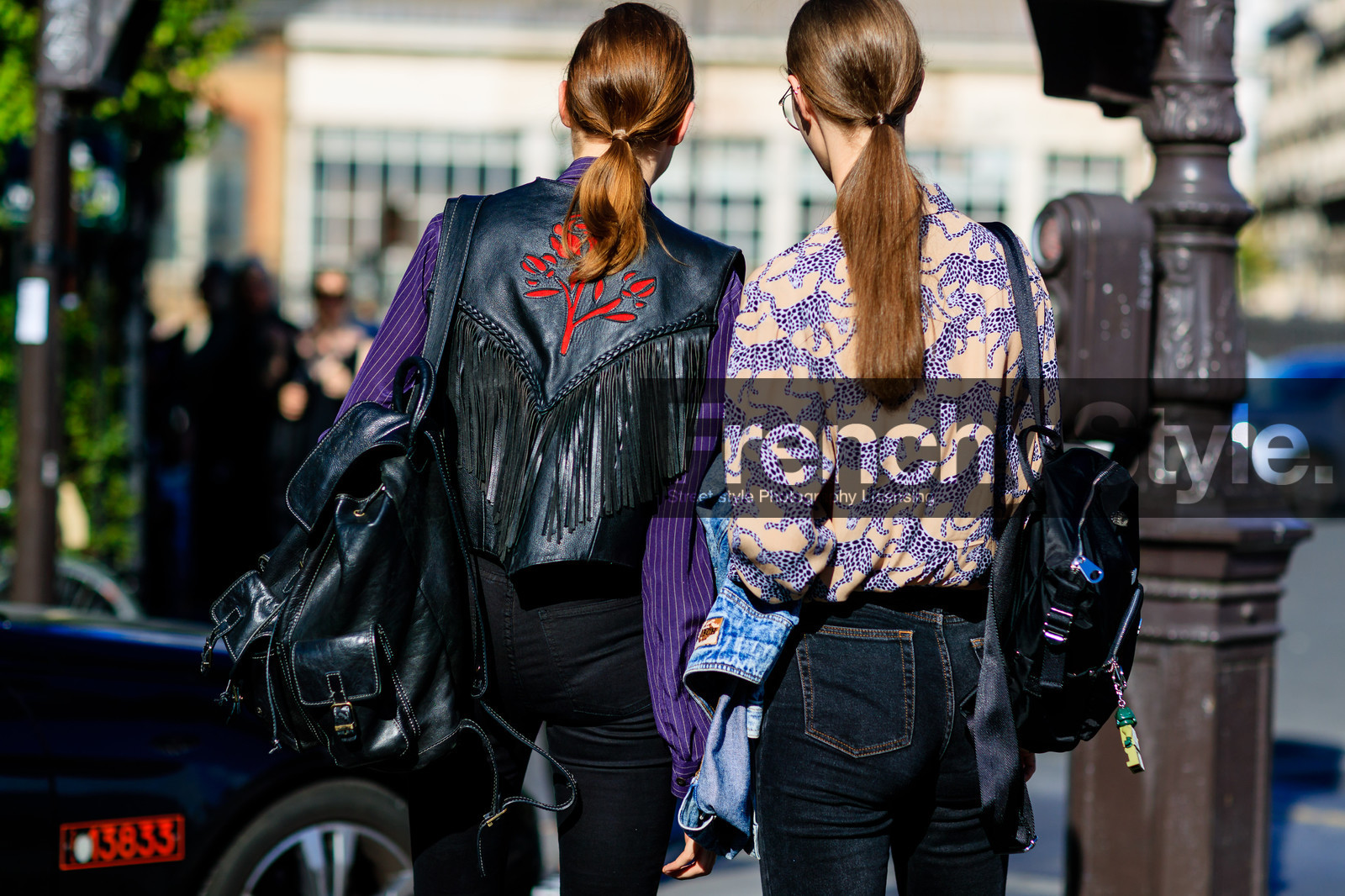 atmosphere details, back detail, black bag, black jacket, black perfecto, denim pants, detail, embroidered jacket, fashion week, flower, frenchystyle, fringes, FW, horizontal, jeans, jonathan paciullo, leather backpack, leather bag, leather jacket, leather perfecto, liza ostanina, model, odette pavlova, PARIS, PFW, printed shirt, purple shirt, SPRING SUMMER 2017, SS 17, street style, trousers