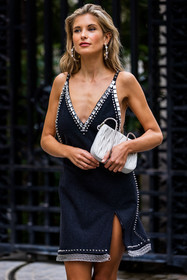 earrings, bag, black dress, dress, miu miu look, statement dress, strass, white bag, Xenia Adonts, fashion week, frenchystyle, FW, jonathan paciullo, street style, PFW, PARIS, SPRING SUMMER 2022, SS 22, vertical, atmosphere details