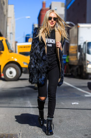 AUTUMN WINTER 2016-2017, AW 16-17, black boots, black denim, black fur, denim pants, fashion week, frenchystyle, full length, fur coat, fur jacket, FW, FW 16-17, givenchy, jeans, jonathan paciullo, leather boots, NEW YORK, NYFW, shea marie, street style, trousers, vertical, woman