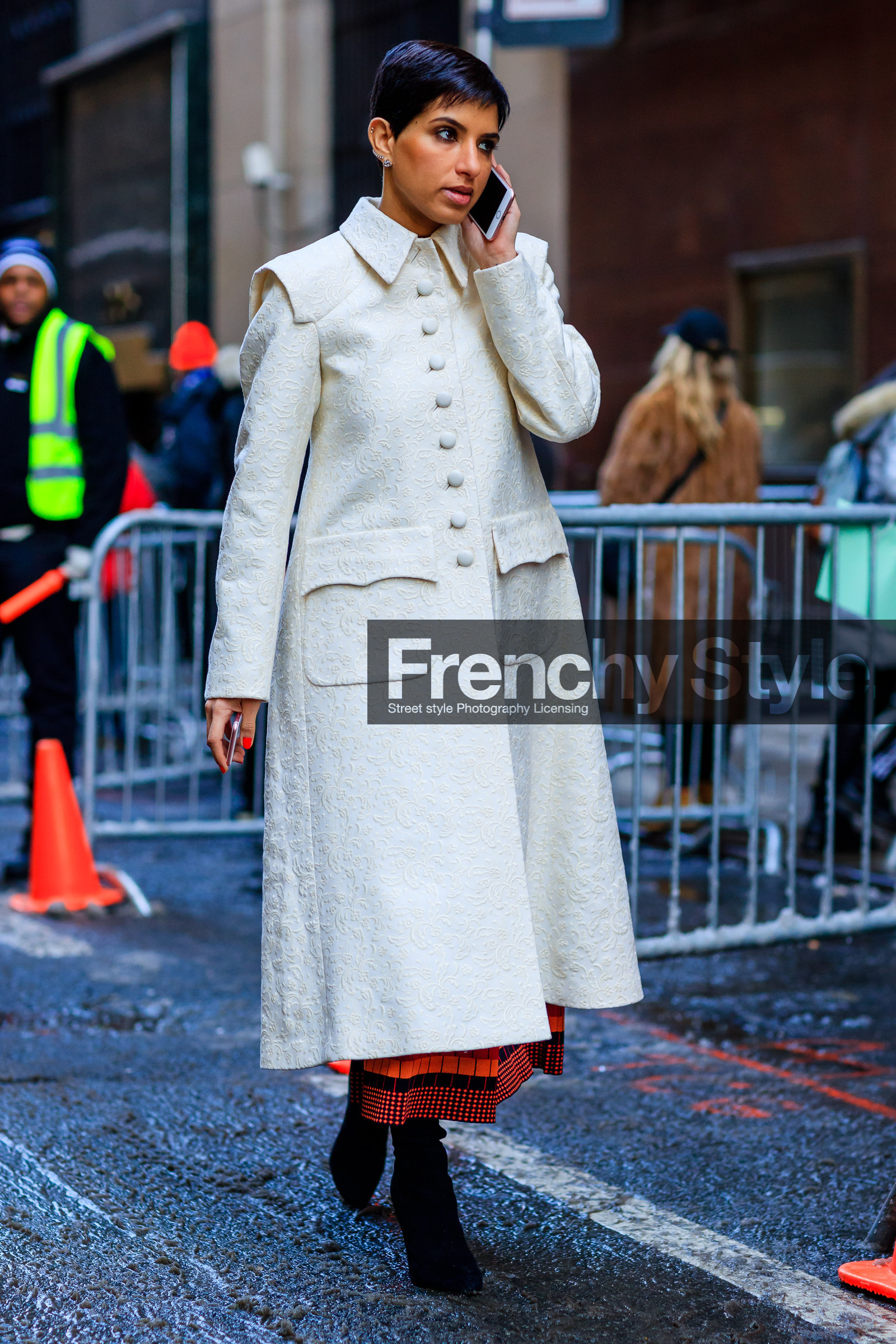 AUTUMN WINTER 2017-2018, AW 17-18, black boots, deena abdulaziz, FALL WINTER 2017-2018, fashion week, frenchystyle, full length, FW, FW 17-18, jonathan paciullo, leather boots, NEW YORK, NYFW, street style, vertical, white coat