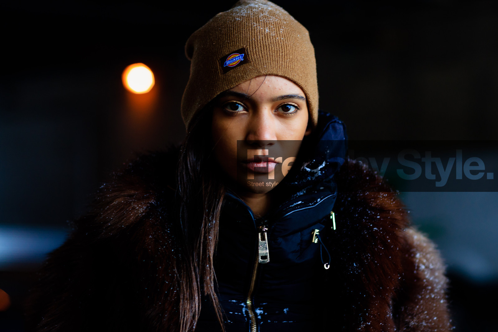 atmosphere details, AUTUMN WINTER 2017-2018, AW 17-18, brown fur, brown jacket, camel beanie, detail, FALL WINTER 2017-2018, fashion week, frenchystyle, fur jacket, FW, FW 17-18, horizontal, jonathan paciullo, model, NEW YORK, NYFW, portrait, street style
