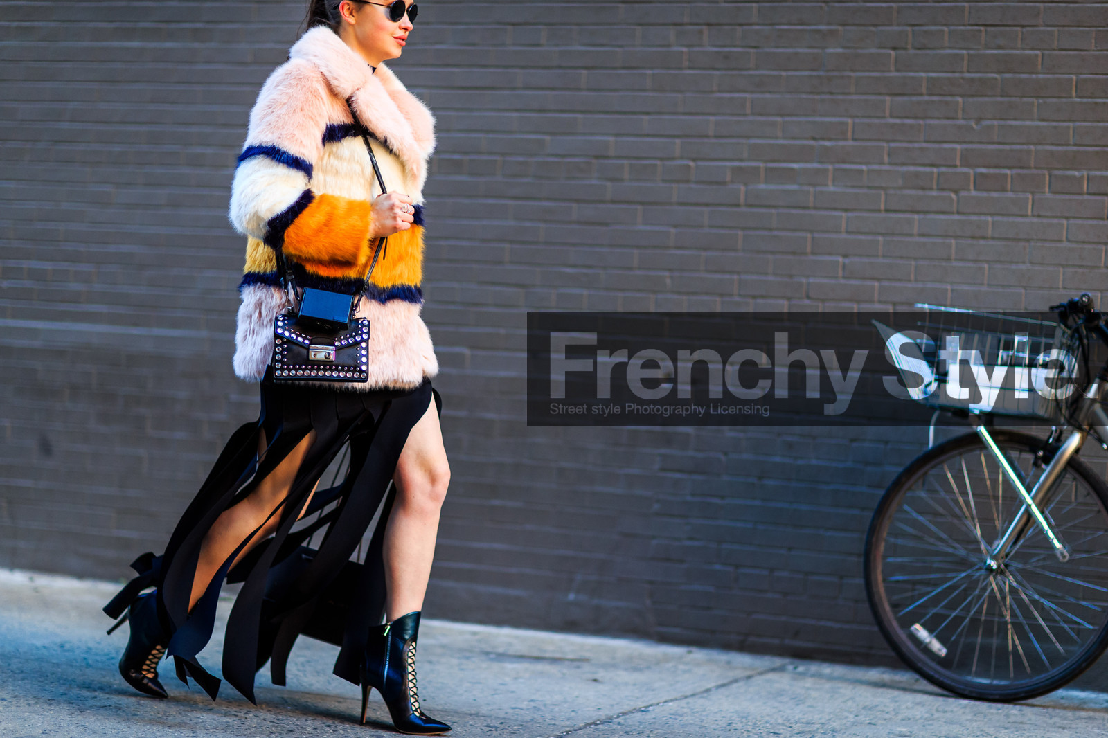atmosphere details, AUTUMN WINTER 2016-2017, AW 16-17, black bag, black boots, black skirt, detail, fashion week, frenchystyle, fringes, fur coat, fur jacket, FW, FW 16-17, high boots, high heels, horizontal, jonathan paciullo, lace up shoes, laser cut, leather bag, leather boots, mini bag, NEW YORK, NYFW, orange fur, patchwork, pink fur, prada, silk skirt, street style, striped coat, striped jacket, studs, woman