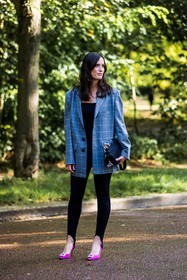 Astrid Boutrot, black jumpsuit, blazer, check, checked blazer, checked print, grey blazer, jumpsuit, street style, jonathan paciullo, FW, frenchystyle, fashion week, PFW, PARIS, SPRING SUMMER 2022, SS 22, vertical, full length