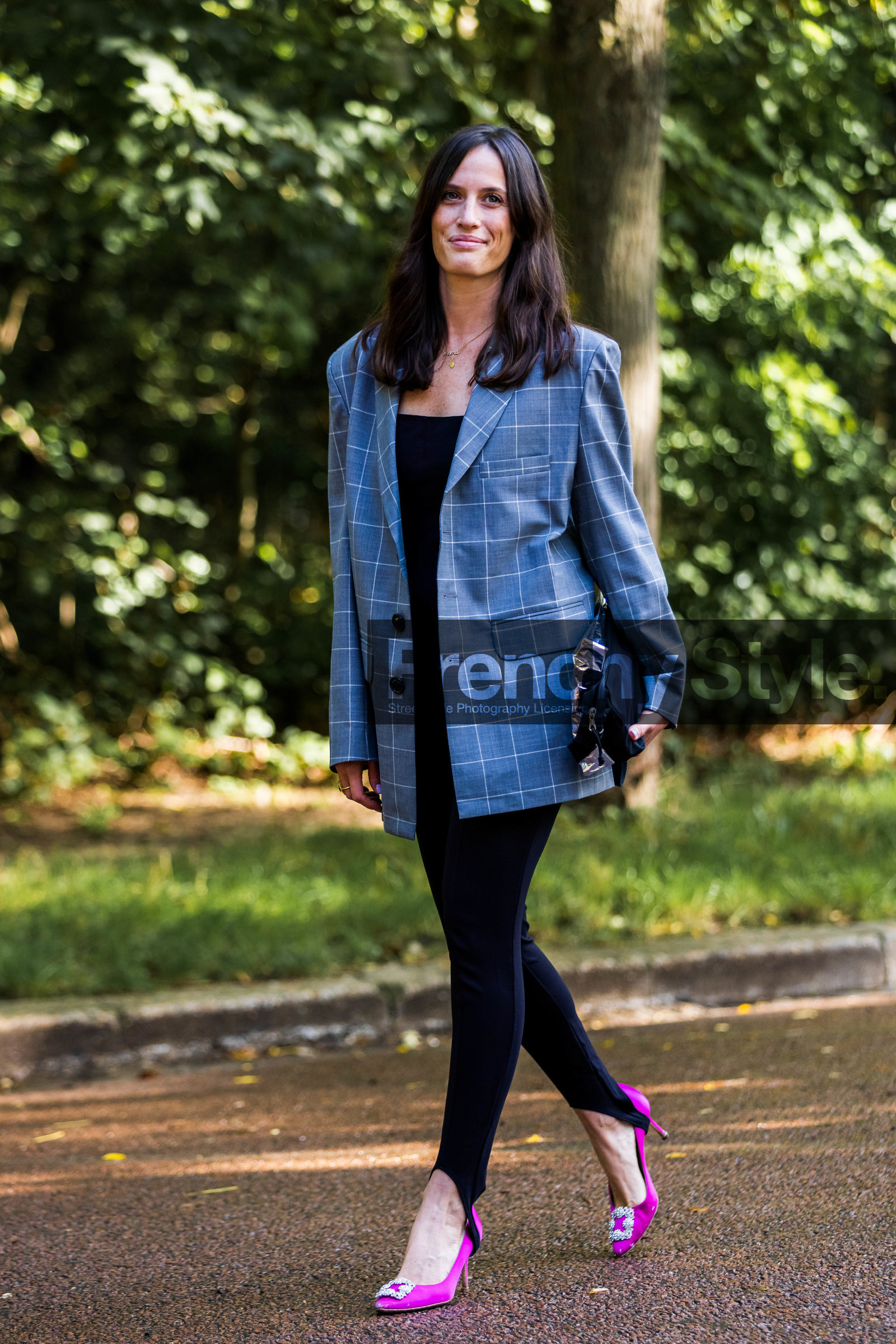 Astrid Boutrot, black jumpsuit, blazer, check, checked blazer, checked print, grey blazer, jumpsuit, street style, jonathan paciullo, FW, frenchystyle, fashion week, PFW, PARIS, SPRING SUMMER 2022, SS 22, vertical, full length