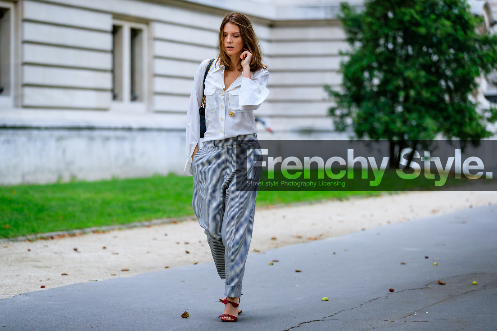atmosphere details, fashion week, frenchystyle, full length, FW, grey pants, horizontal, jonathan paciullo, leather shoes, PARIS, PFW, red shoes, SPRING SUMMER 2017, SS 17, street style, trousers, white shirt