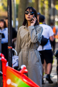 black sunglasses, grey jumpsuit, jumpsuit, sunglasses, street style, jonathan paciullo, FW, frenchystyle, fashion week, PFW, PARIS, SPRING SUMMER 2022, SS 22, vertical, atmosphere details