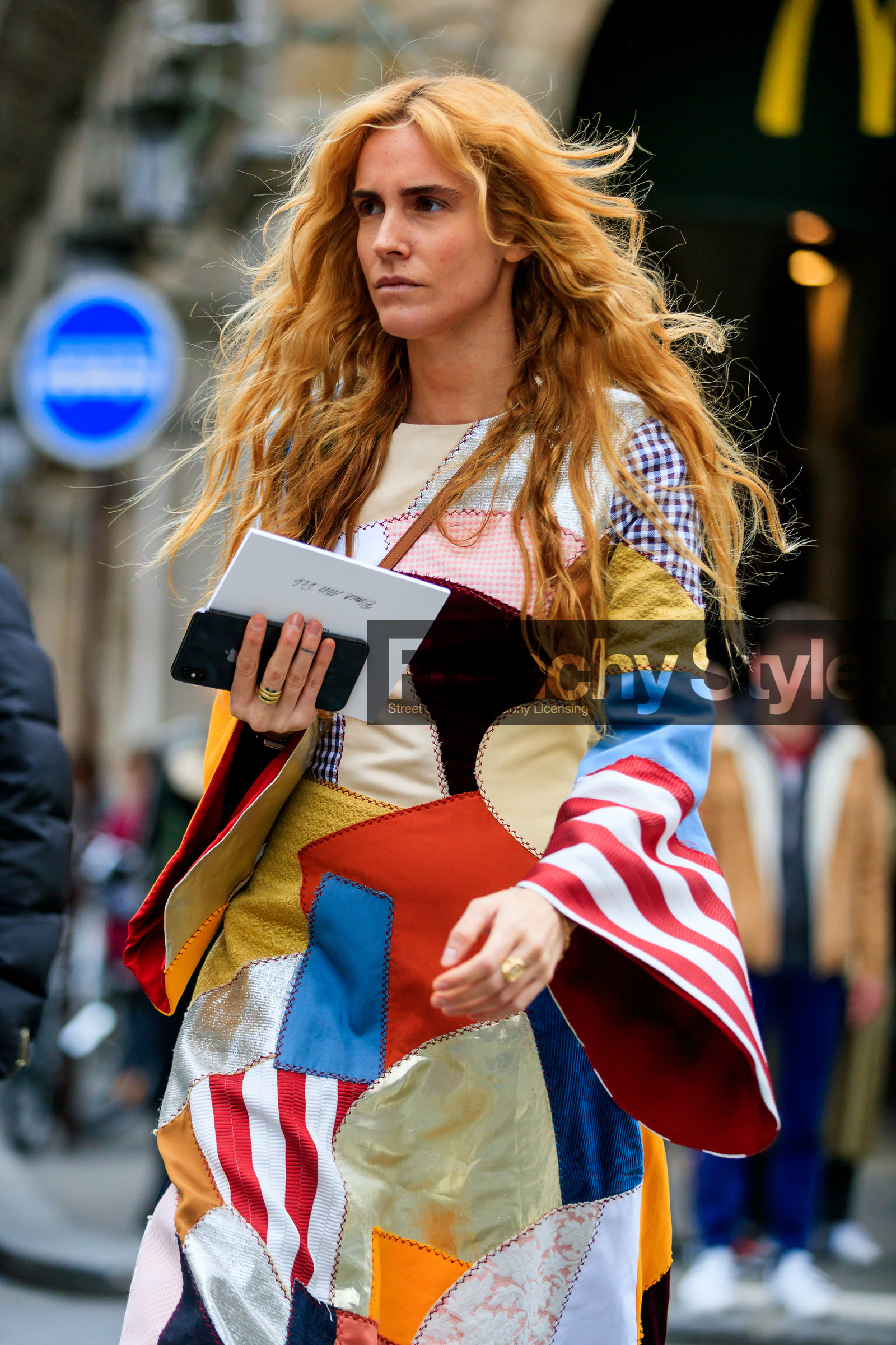 blanca miro scrimieri, patchwork dress, multicolor dress, red dress, lurex dress, striped dress, long sleeves dress, brocart dress, long dress, checked dress, fashion week, frenchystyle, FW, jonathan paciullo, street style, PFW, PARIS, AUTUMN WINTER 2020-2021, FALL WINTER 2020-2021, FW 20-21, vertical, atmosphere details, detail