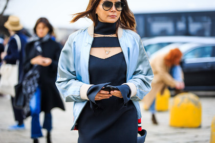 atmosphere details, AUTUMN WINTER 2016-2017, aviator sunglasses, AW 16-17, black dress, blue jacket, bomber jacket, Christine Centenera, detail, FALL WINTER 2016-2017, fashion week, frenchystyle, FW, FW 16-17, geometric, graphic dress, gucci, horizontal, jonathan paciullo, LFW, LONDON, MENSWEAR, satin, street style, sunglasses